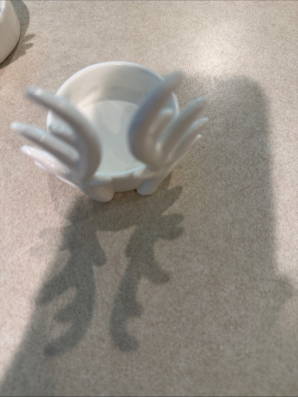 White Ceramic Winged Ring Dish